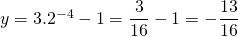 y=3.2^{-4}-1=\displaystyle\frac{3}{16}-1=-\displaystyle\frac{13}{16}