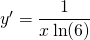 y'=\displaystyle\frac{1}{x\ln(6)}